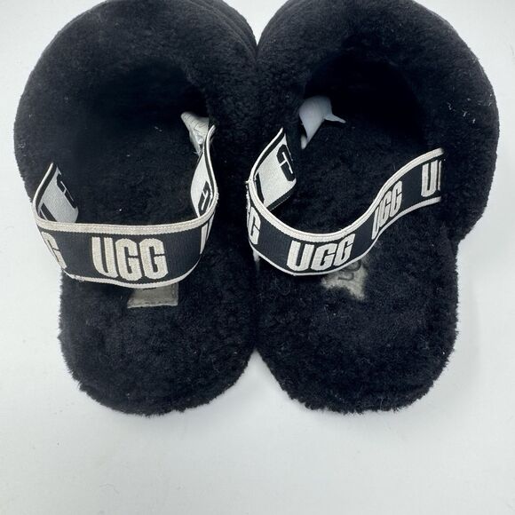 UGG FLUFF YEAH SLIDE BLACK MOCASSIN SLIP ON SANDAL US 5 - Picture 4 of 7